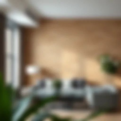 Stylish interior featuring faux wood wall tiles