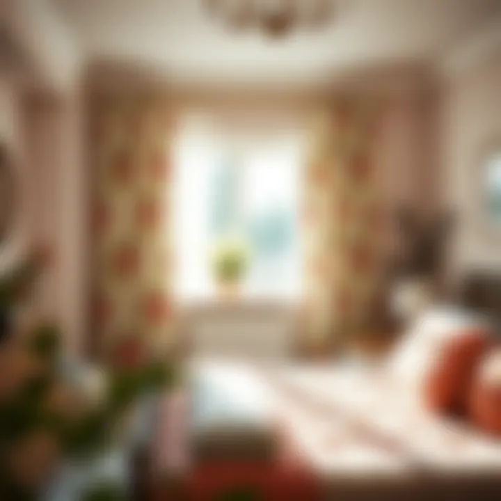 Cozy bedroom adorned with floral rod pocket curtains providing warmth and charm