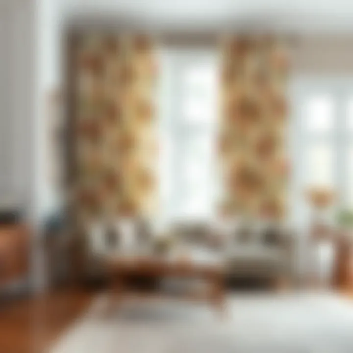 Step-by-step installation of floral rod pocket curtains in a stylish interior