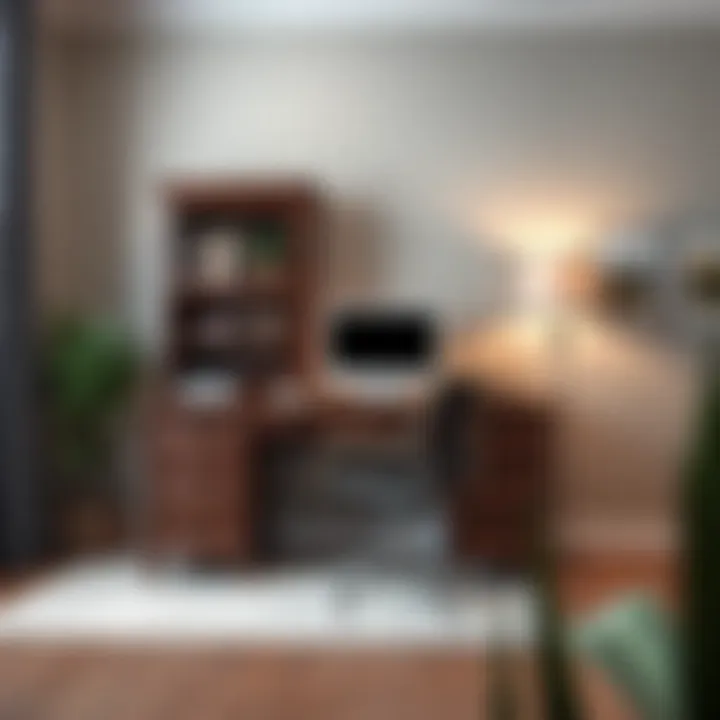 Elegant workspace setup with a 36 inch desk and hutch