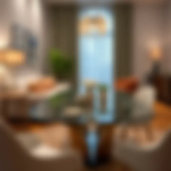 Stylish glass dining table set in a chic interior