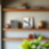 Elegant hardwood floating shelf displaying books and decor