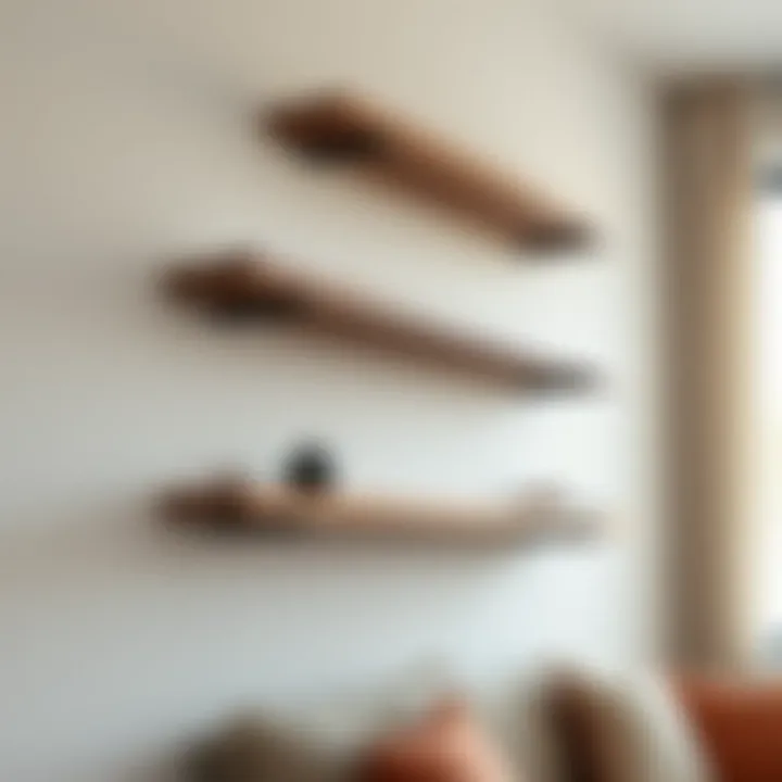 Installation of hardwood floating shelves on a wall