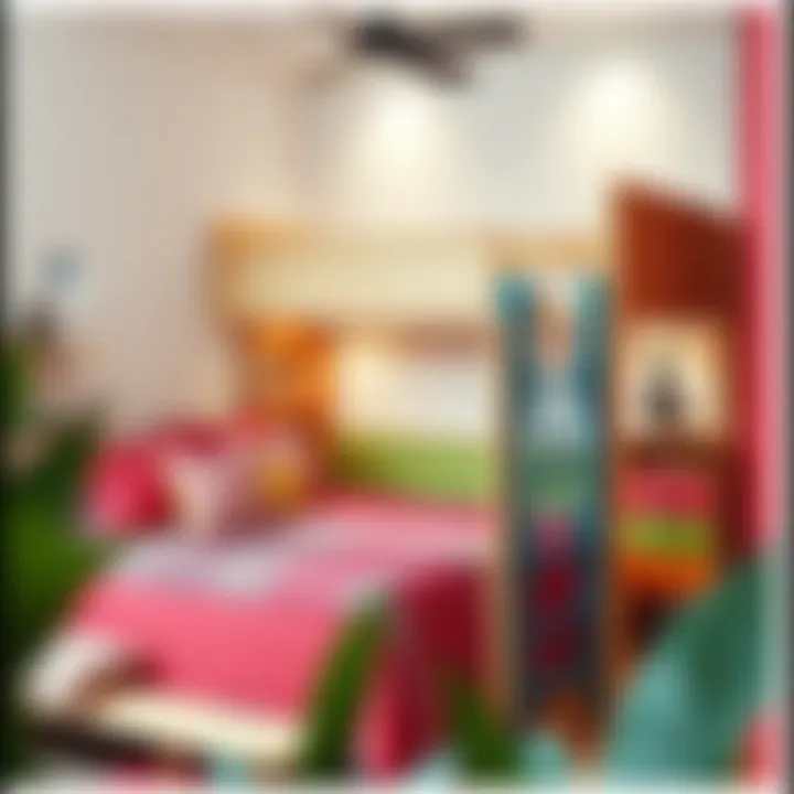 Creative loft bed design with vibrant colors and patterns