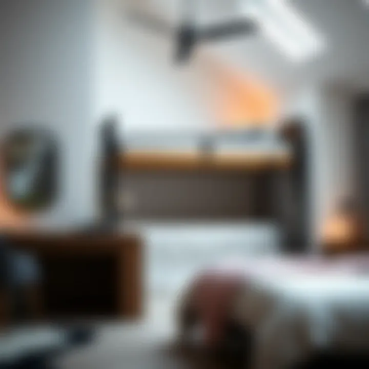 Stylish loft bed in a modern minimalist bedroom