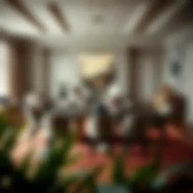 A spacious dining room showcasing a large square dining table surrounded by stylish chairs