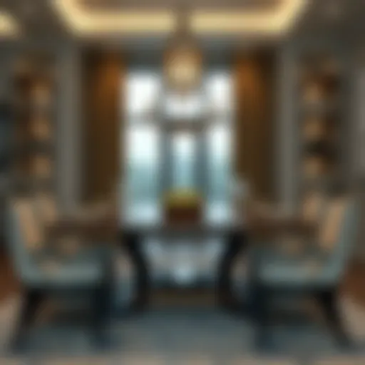 A beautifully crafted large square dining table set for an elegant dinner