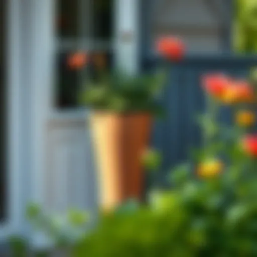 Elegant tall outdoor pot showcasing vibrant plant life