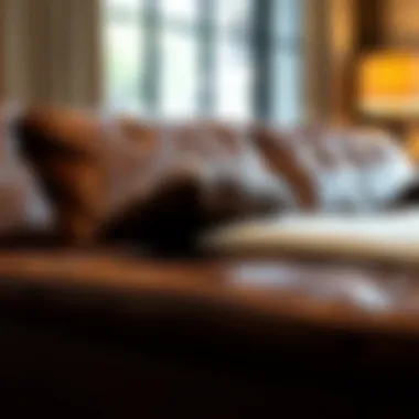 Detailed view of the comfort features in a leather sleeper sofa