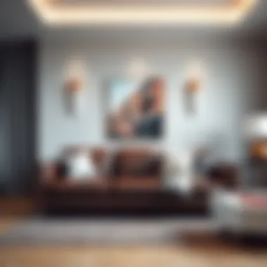 Elegant leather pull out sleeper sofa in a modern living room