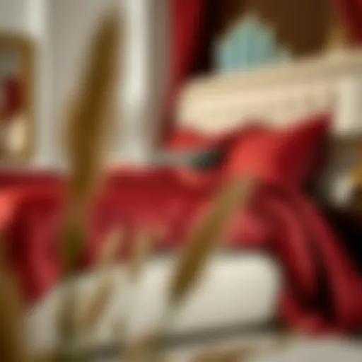 Luxurious maroon bedding draped elegantly over a queen bed