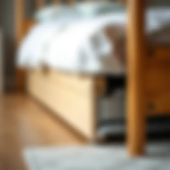 Close-up of trundle bed mechanism showcasing functionality and ease of use