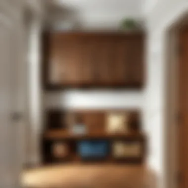 Stylish mudroom storage featuring a mix of materials