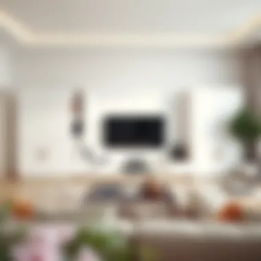 Modern Living Room with Off White Entertainment Center Stylish off white entertainment center in a modern living room