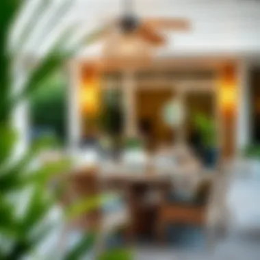 Contemporary outdoor dining area featuring rattan furniture