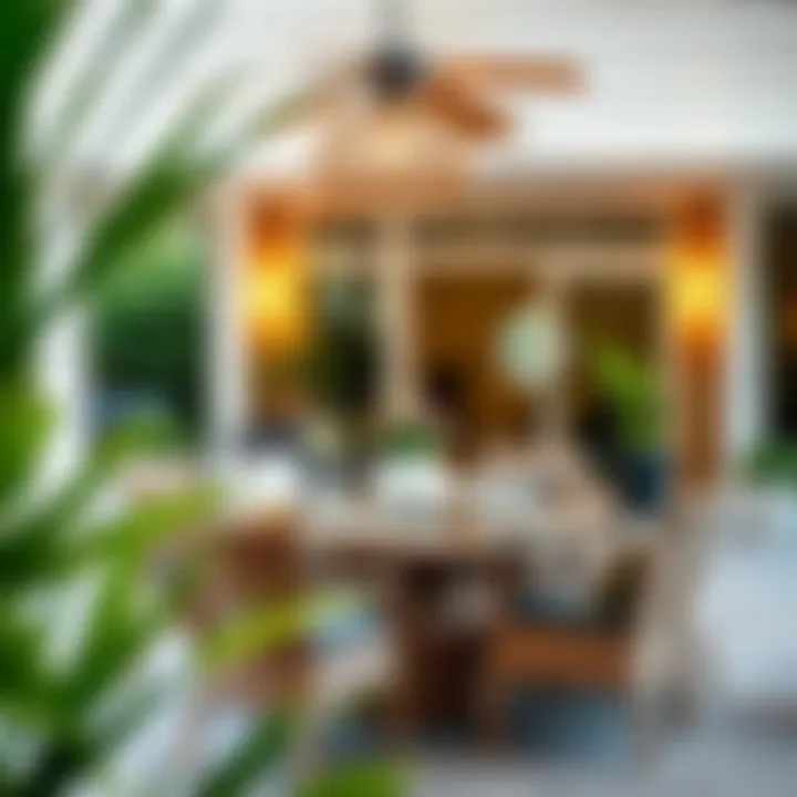 Contemporary outdoor dining area featuring rattan furniture