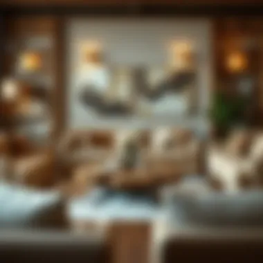 Unique coffee table surrounded by plush seating