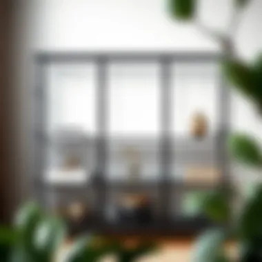 Minimalist metal shelf unit showcasing decorative items