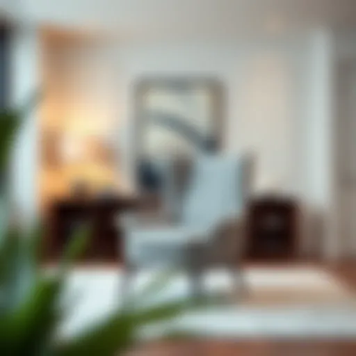 Elegant light grey wingback chair in a modern living room setting