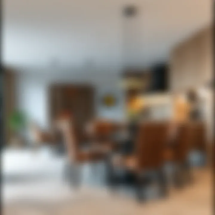 Stylish dining area featuring slope leather chairs