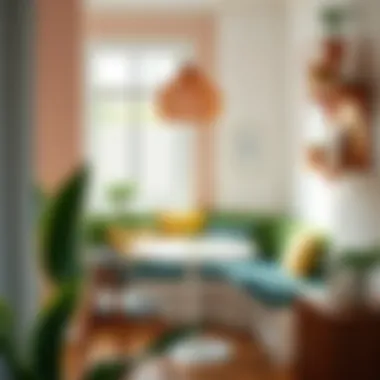 Chic small breakfast nook with colorful accents