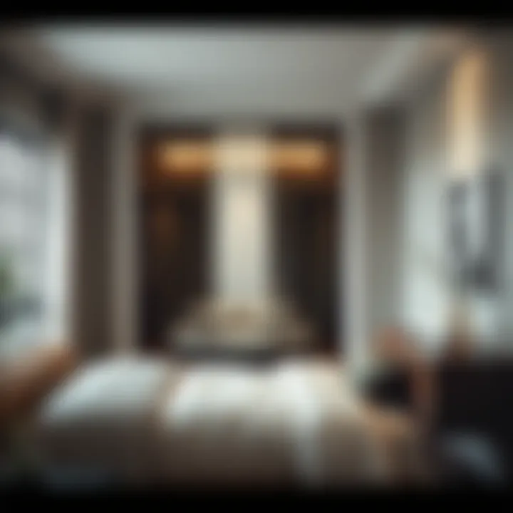 Elegant smoked glass closet door in a modern bedroom