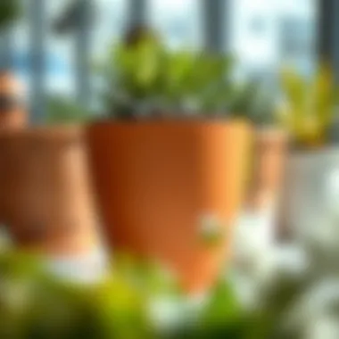 Different styles of 12 inch potting containers showcasing modern designs