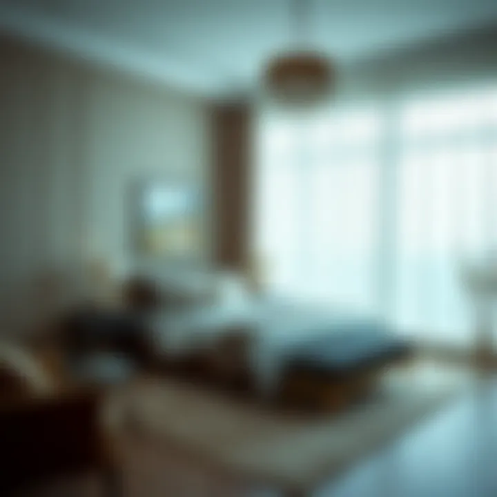 Elegant bedroom with sheer curtains allowing soft light