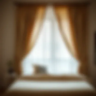Luxurious fabric drapes framing a cozy bedroom