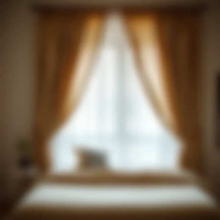 Luxurious fabric drapes framing a cozy bedroom