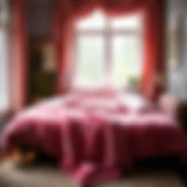 Mood-enhancing pink furry comforter in a cozy setting