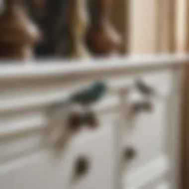 Bird drawer knobs displayed in a stylish home setting