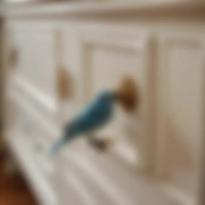 Installation of bird drawer knobs on furniture