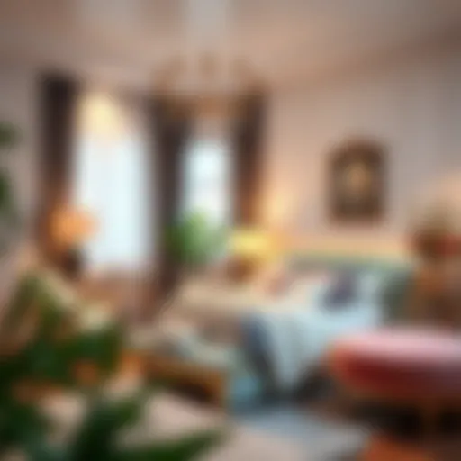 Elegant bedroom showcasing a chic bed-in-a-bag set with coordinated decor