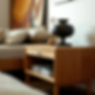 Stylish wooden nightstand set with decorative accents