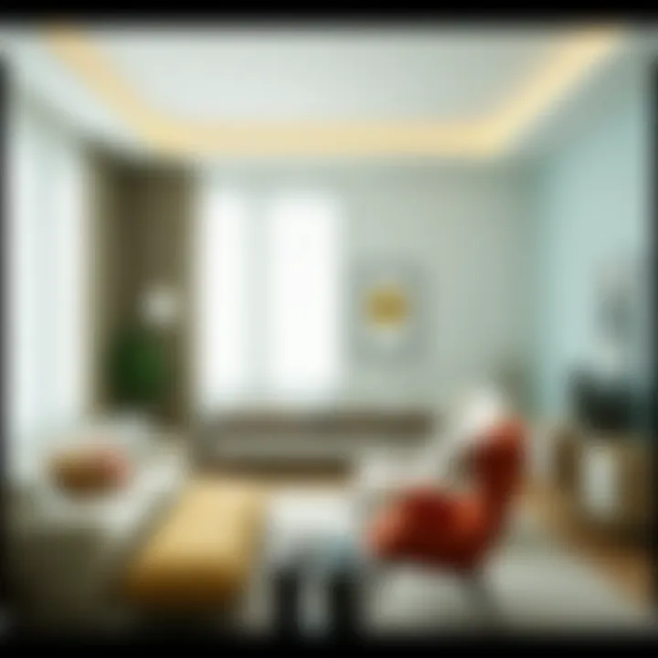 Modern furniture arrangement in a stylish bedroom