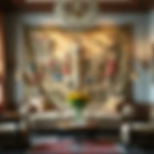 A vintage tapestry displaying a rich historical scene