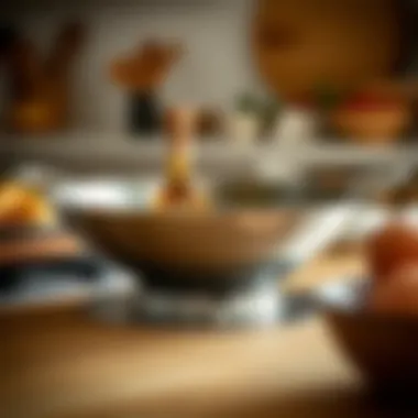 Close-up of the wok's base indicating its sturdy construction and heat distribution