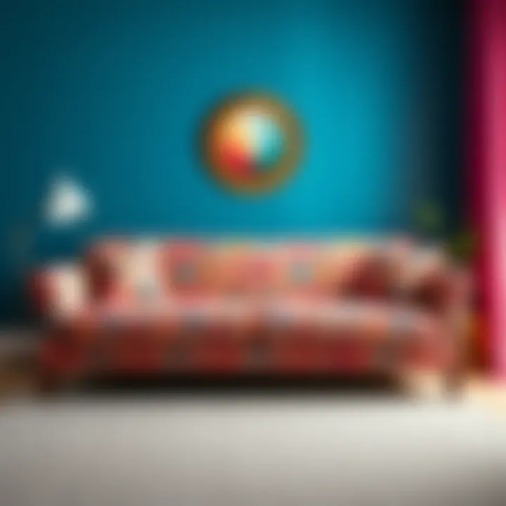 Chic and colorful fabric sofa with unique patterns