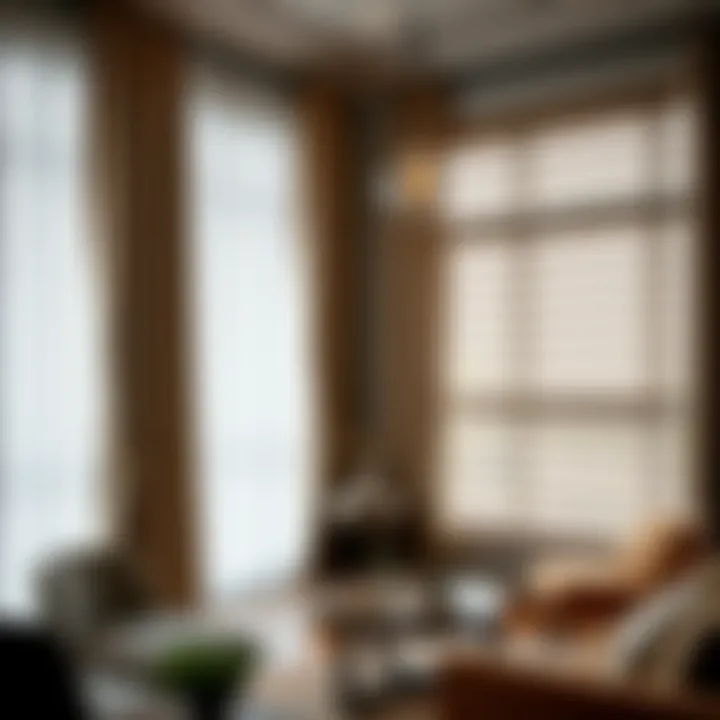 Luxurious fabric curtains paired with sleek blinds