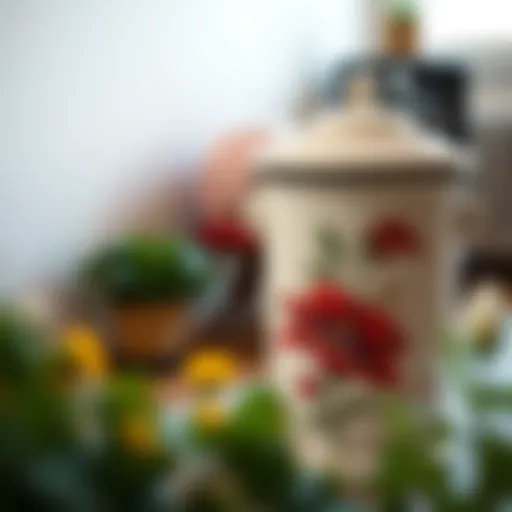 Charming vintage-style trash can with floral design