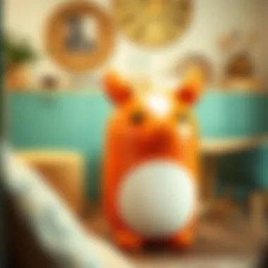 Whimsical animal-shaped trash can adding character to a room