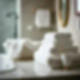 Elegant white towel set displayed in a serene bathroom
