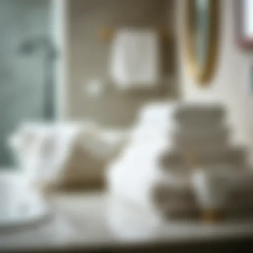 Elegant white towel set displayed in a serene bathroom
