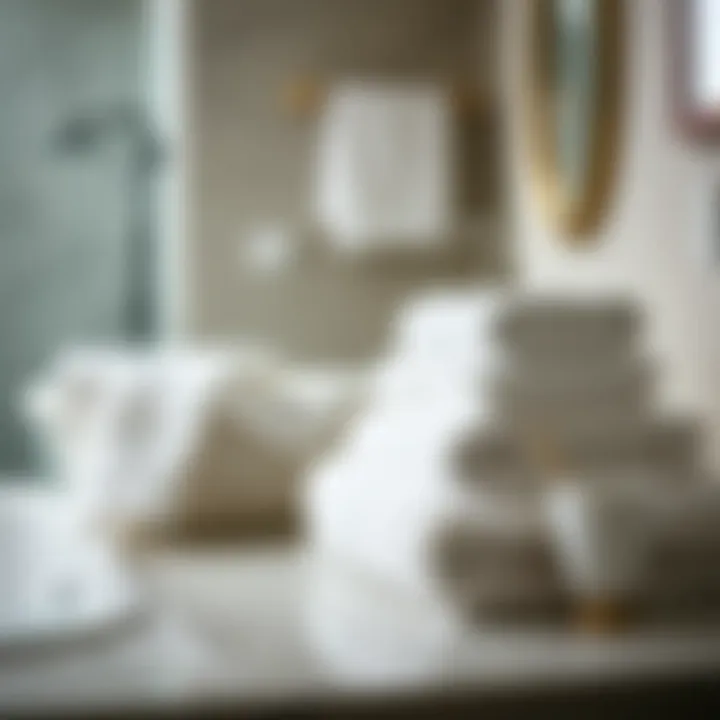 Elegant white towel set displayed in a serene bathroom
