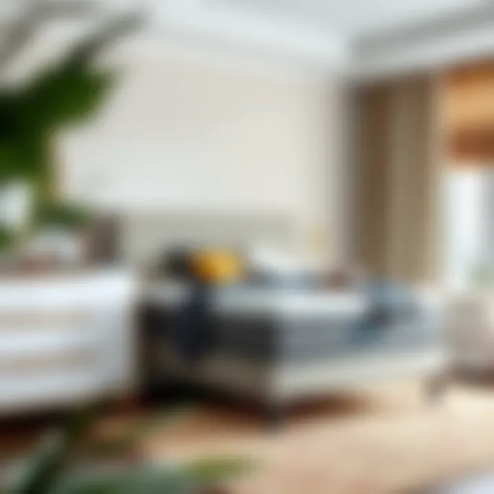 Stylish bedroom with coordinated queen mattress and box spring