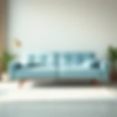 Light blue sleeper sofa in a bright and airy space
