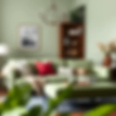 Light green sleeper sofa with complementary decor elements