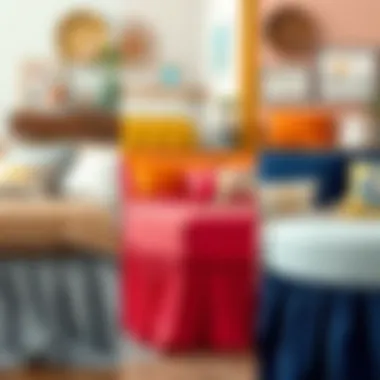 Colorful thick bed skirts arranged to complement various decor styles