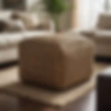 Styled Seagrass Ottoman Cube with Accessories Seagrass ottoman cube styled with decorative pillows and a throw